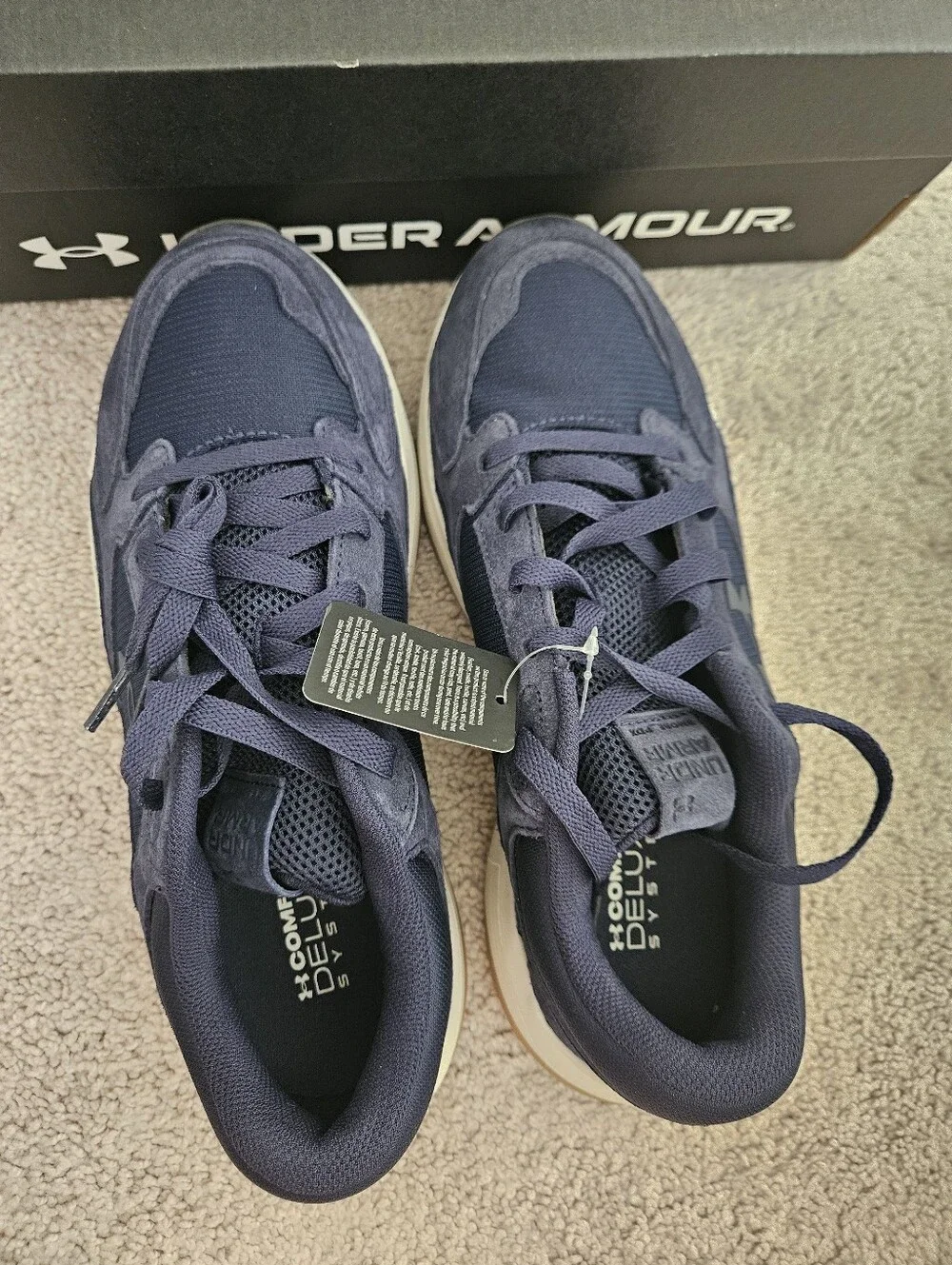 NWT Under Armour UA Edge Suede Mens 9.5 Navy Blue Charged Sneakers